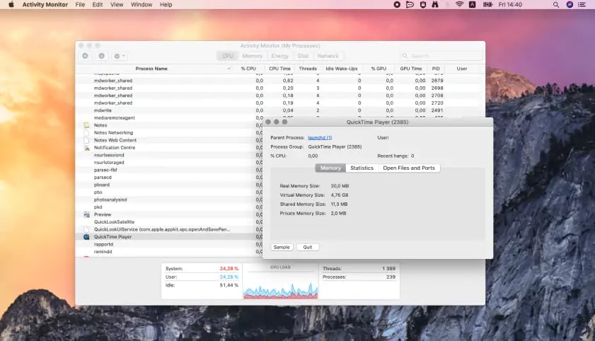 end screen record mac activity monitor