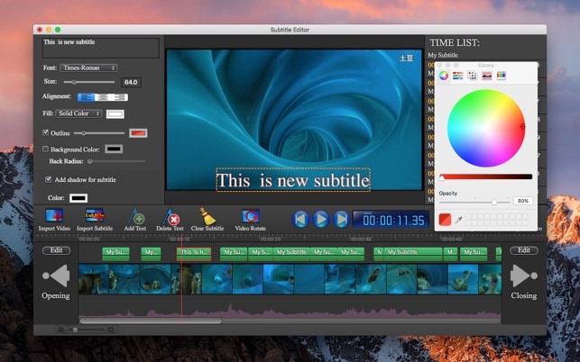subtitle edit mac preview and timeline