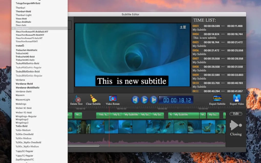 subtitle edit mac editing features