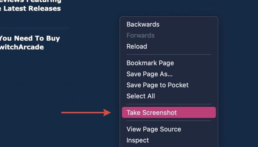 take a screenshot in firefox