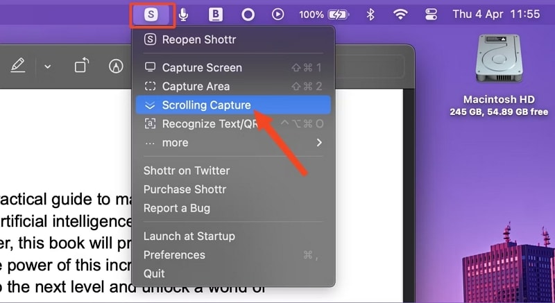 take scrolling mac screenshots with shottr