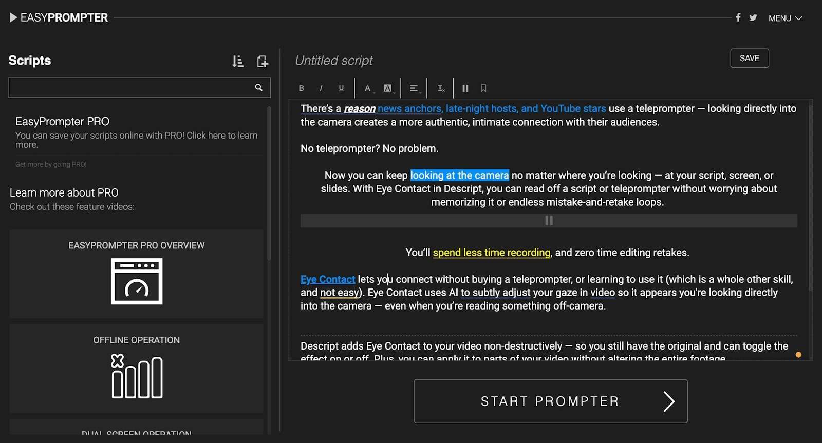 easyprompter teleprompter para windows