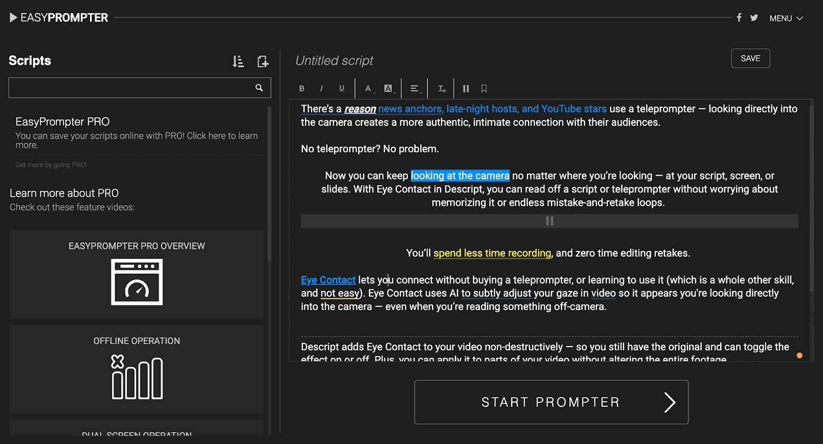 easyprompter teleprompter for windows