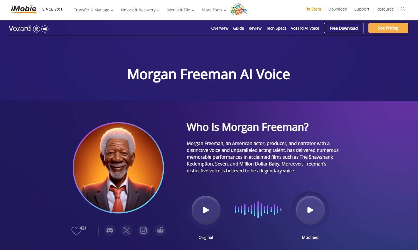 vozard's morgan freeman ai voice