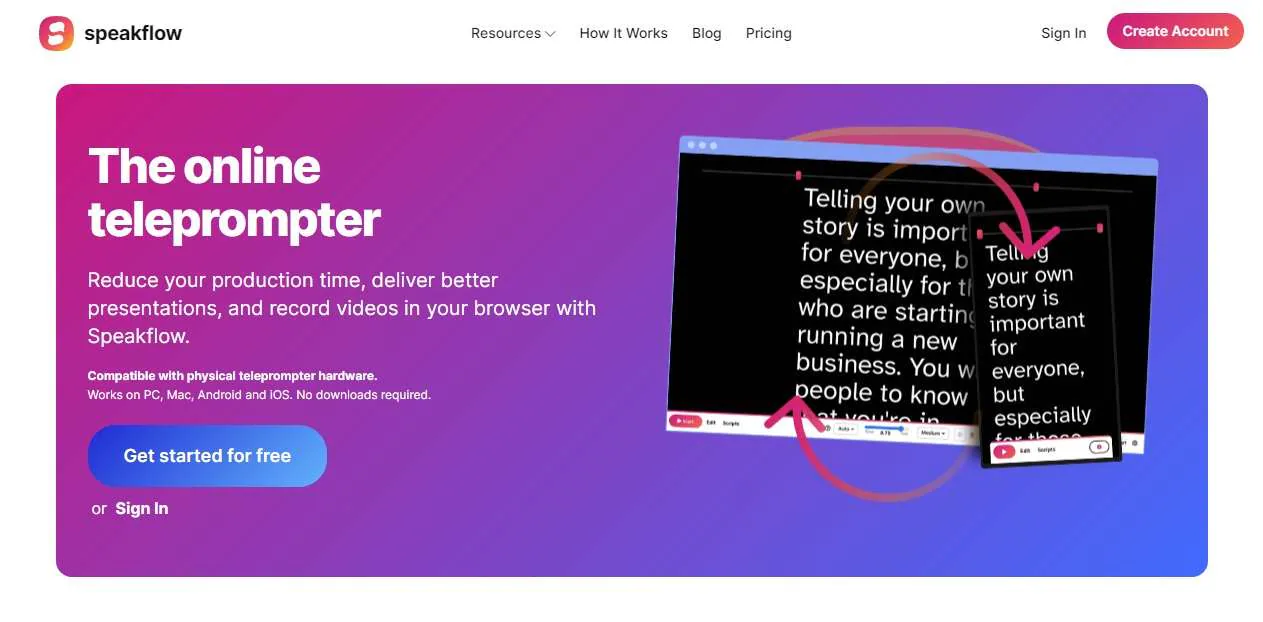 speakflow as an online teleprompter