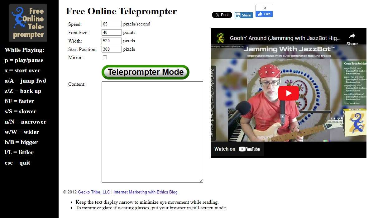 gecko tribe online teleprompter