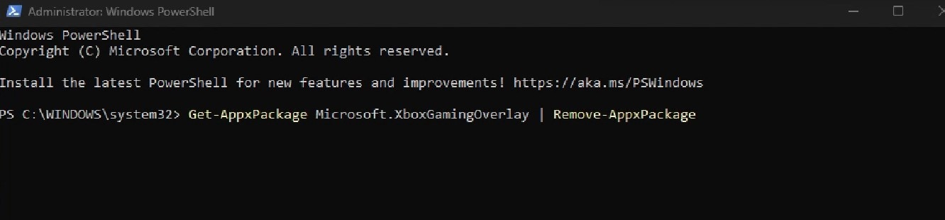 quitar barra de juegos con powershell permanentemente