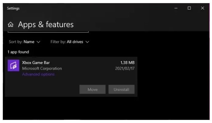 uninstall xbox game bar windows 10