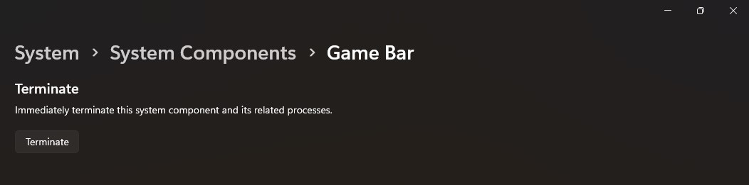 game bar terminate on windows 11