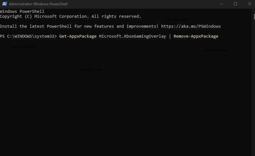 uninstall game bar with powershell command
