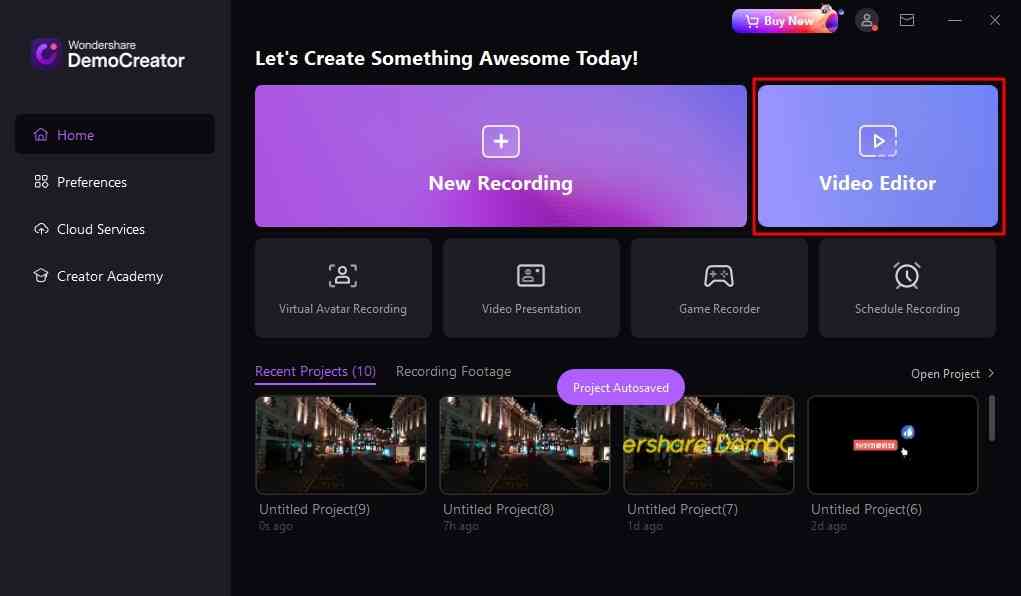 abre editor de video democreator