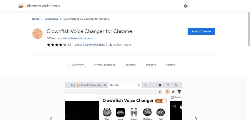 clownfish voice changer for chrome