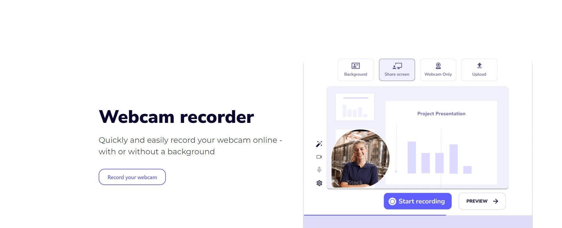 open weet.co webcam recorder with virtual background