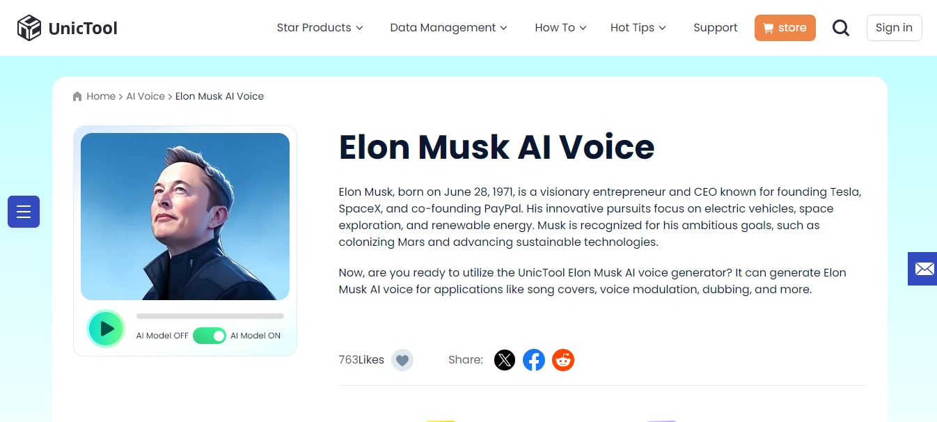 unictool magicvox elon musk ai voice