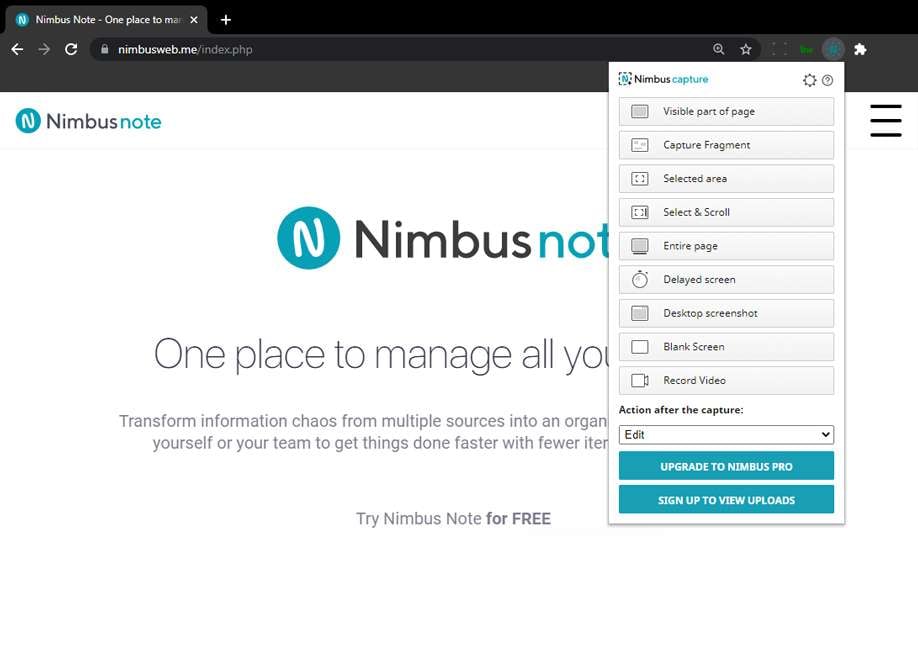 nimbus chrome extension recording online