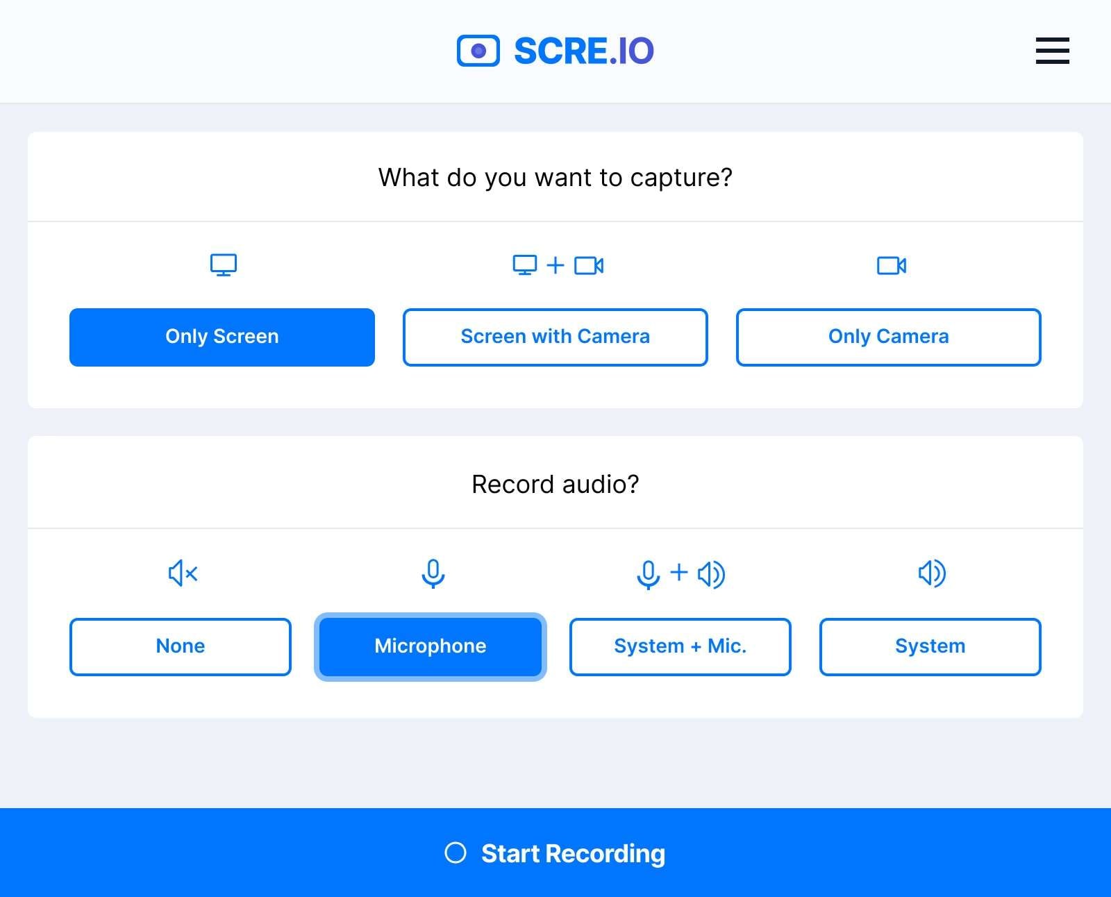 scre.io extension interface for chrome