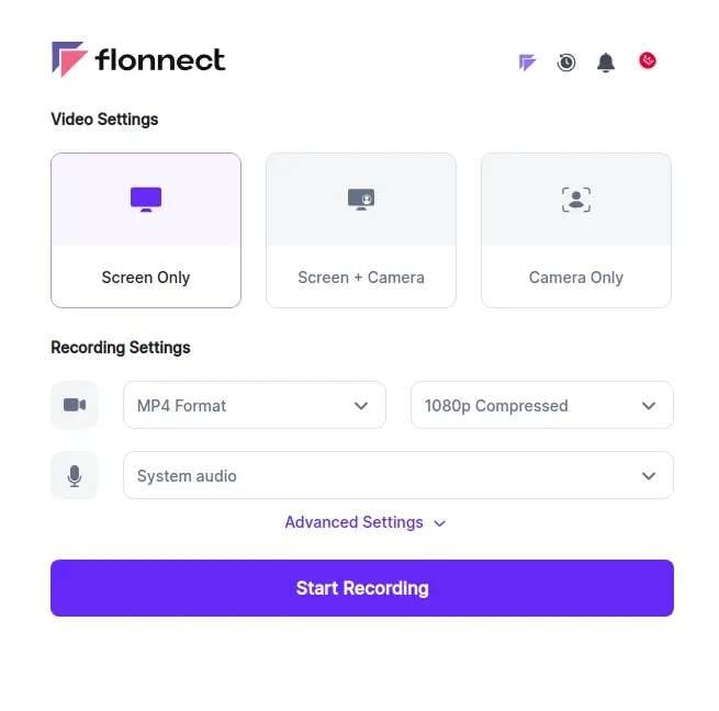 flonnect recorder chrome extension user interface 