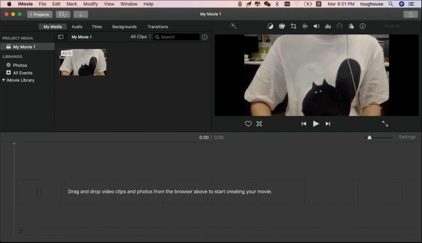 edit a webcam recording in imovie