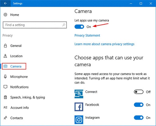 enable windows camera