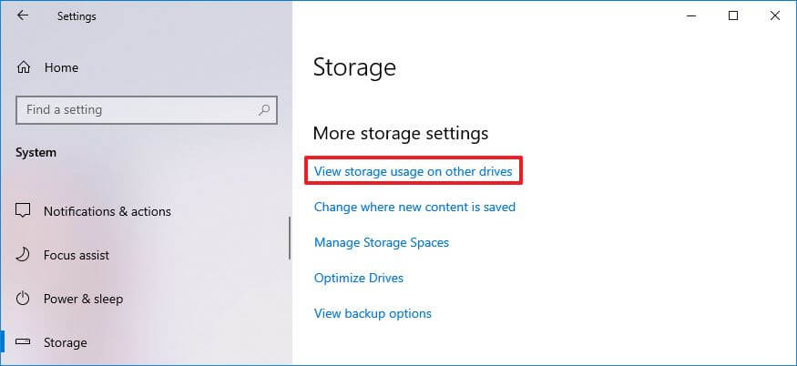 view storage usage on other drives