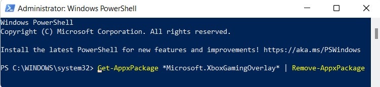 uninstall xbox game bar in powershell