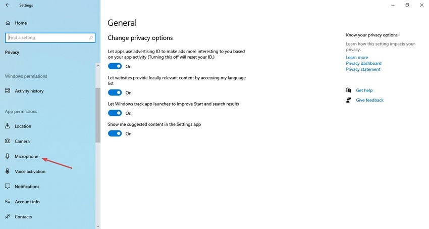 microphone settings in windows 10