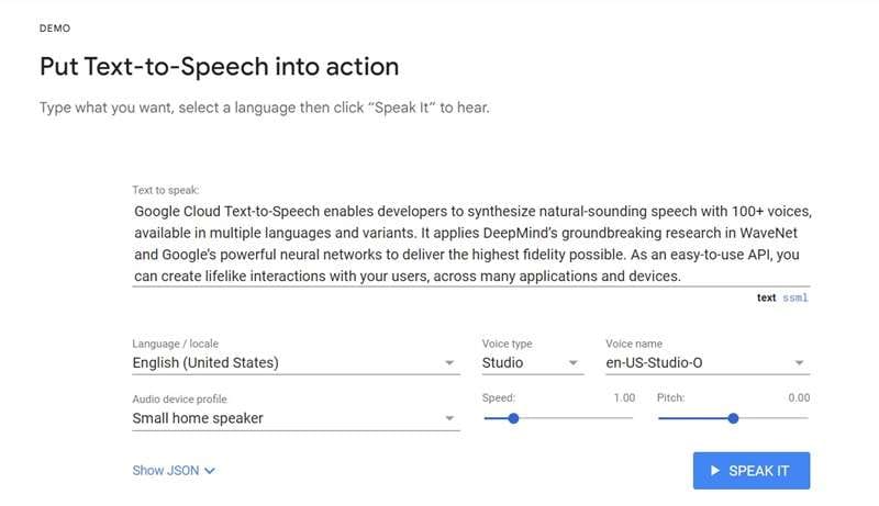 google text-to-speech api