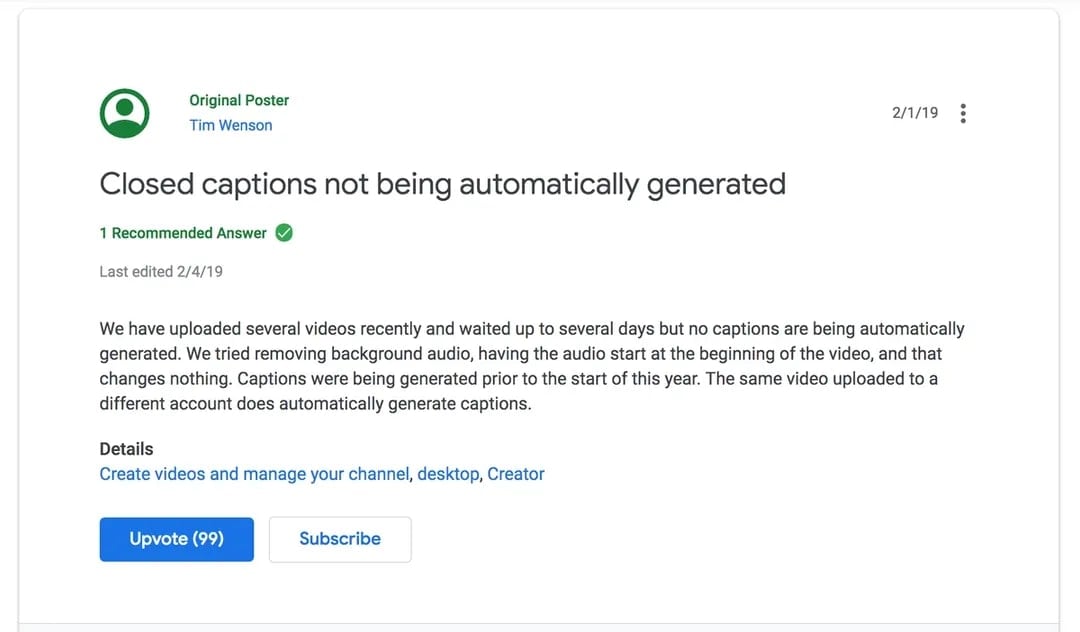 restricción de subtítulos automáticos en youtube