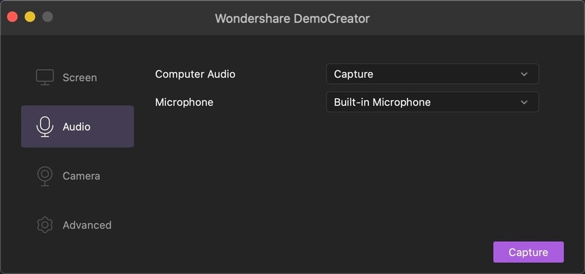 audio settings democreator