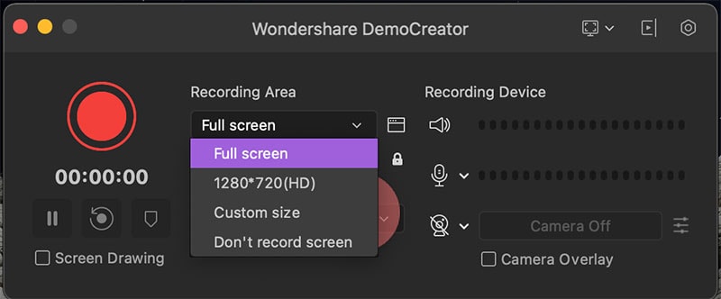 customize recording area