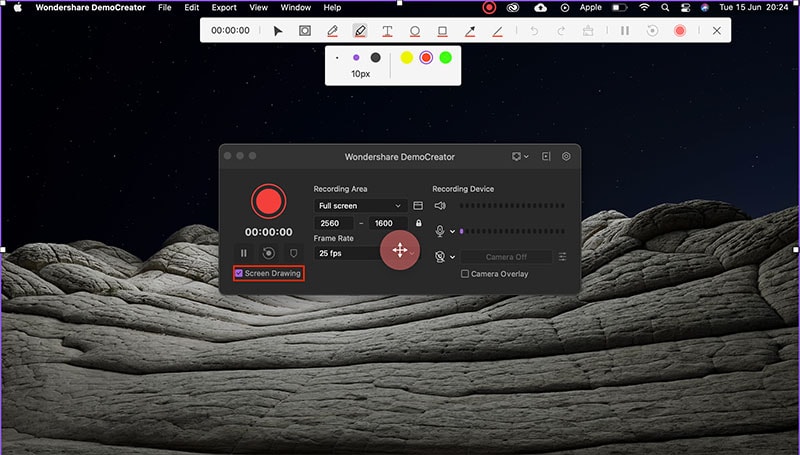 grabación de la pantalla de mac con democreator