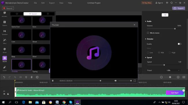 elegir efectos de sonido en DemoCreator