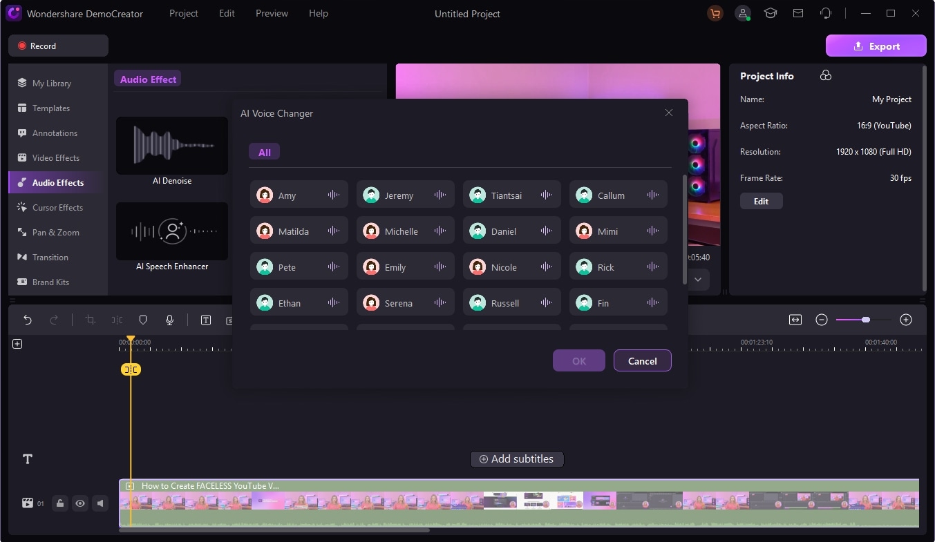 cambiar la voz con IA en DemoCreator