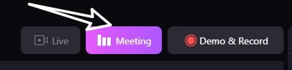 Click on the “Meeting” button