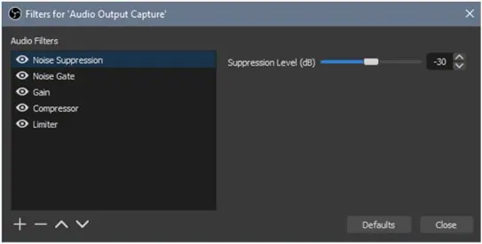 noise suppression filter in obs