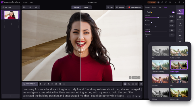 DemoCreator Facial Beauty Function Makes You Look Better During Work-From-Home