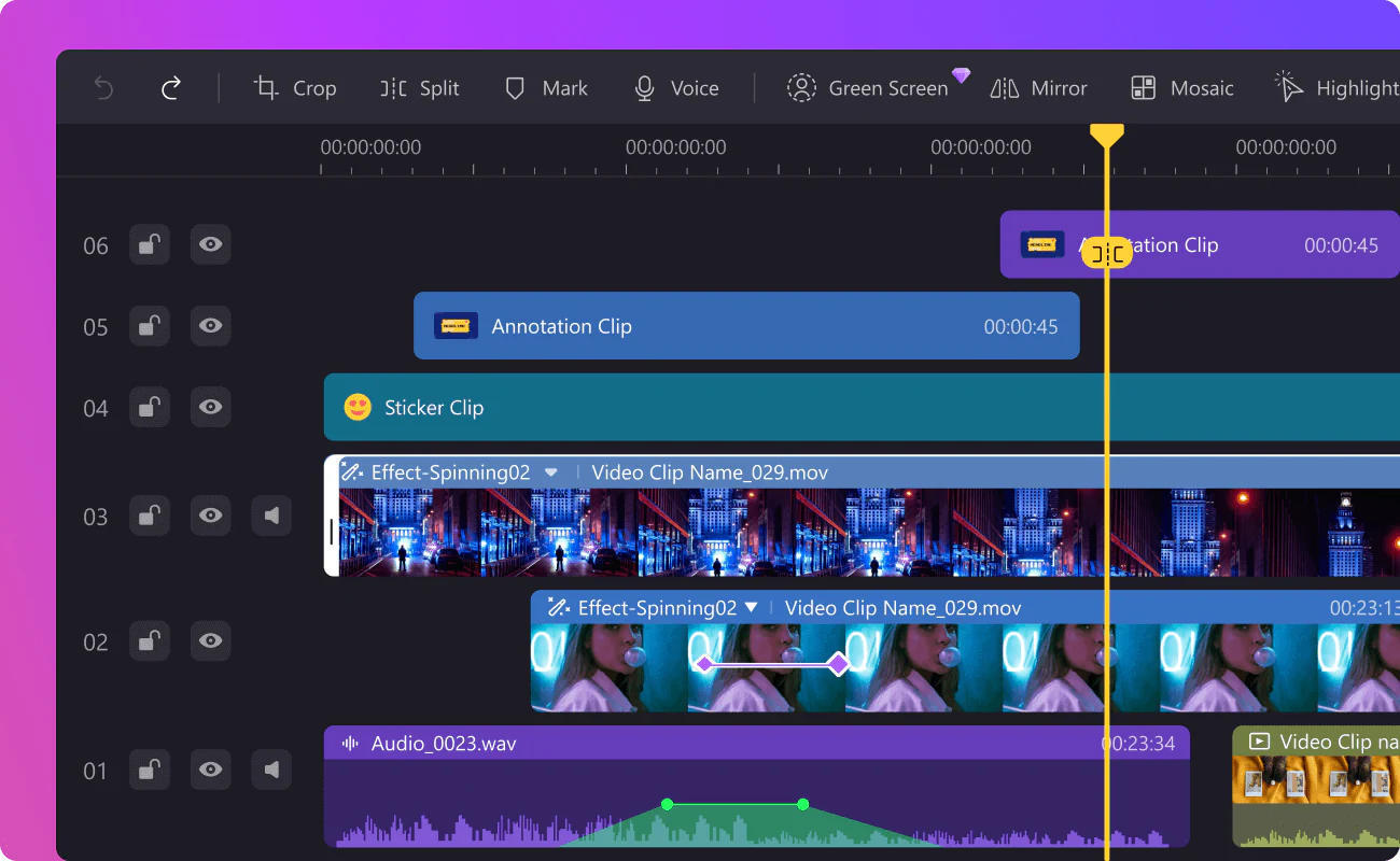 multi-track editing in democreator