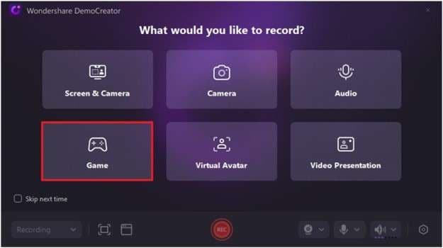 select game recording feature democreator