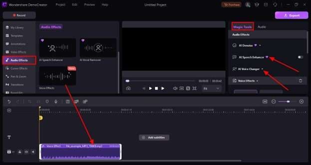 access audio enhancement tools democreator