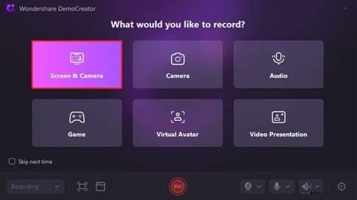 start screen recording democreator