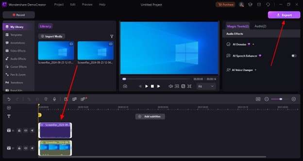 end video recording democreator and export