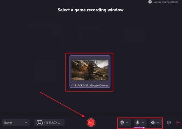 manage recording settings and start