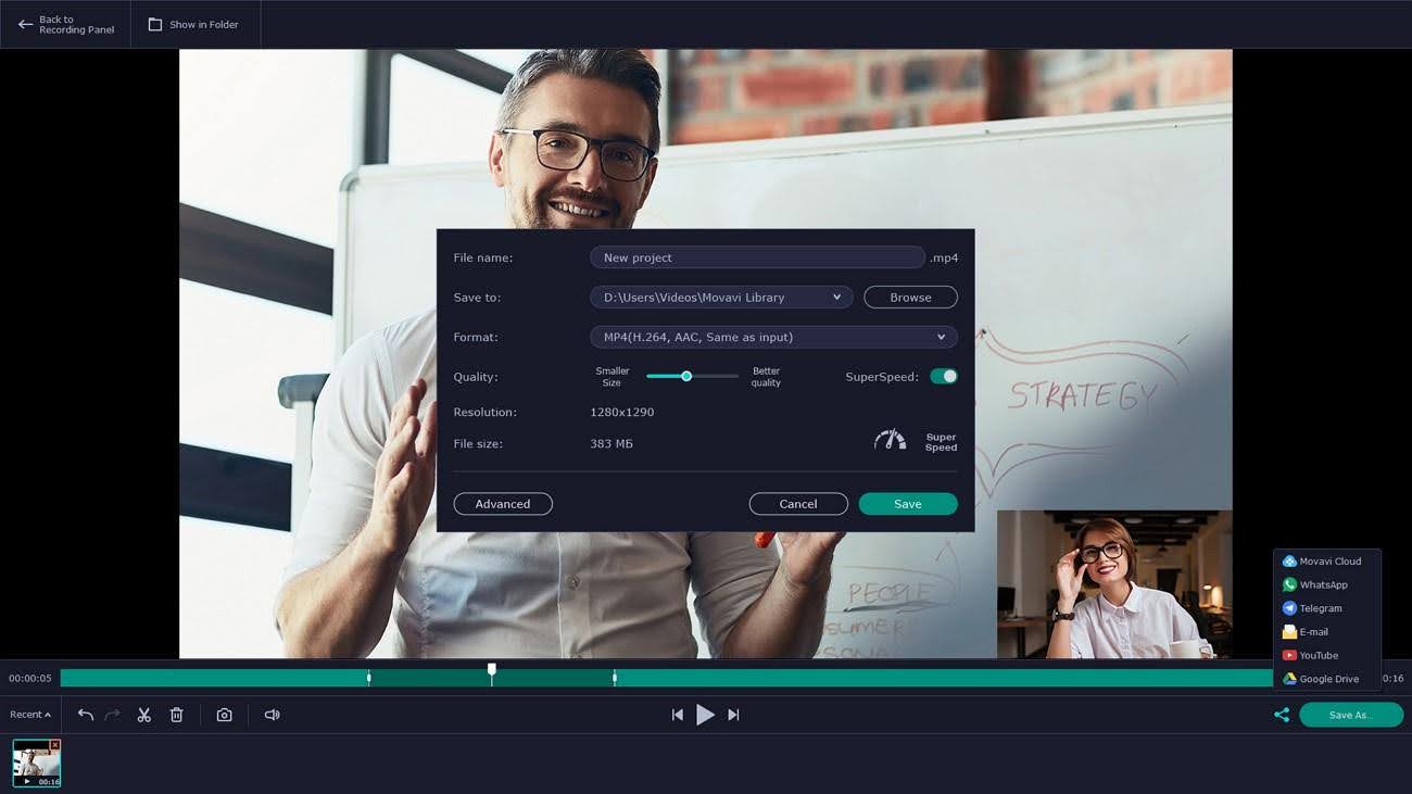screen recorder movavi tool