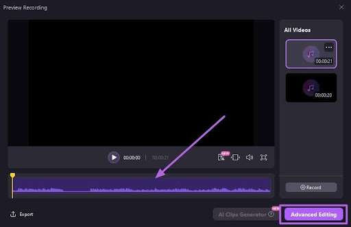 preview recording and shift advanced editing