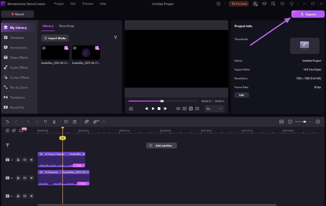 edit audio and export
