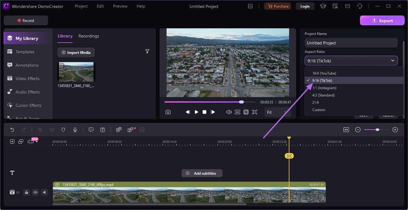 manage aspect ratio democreator