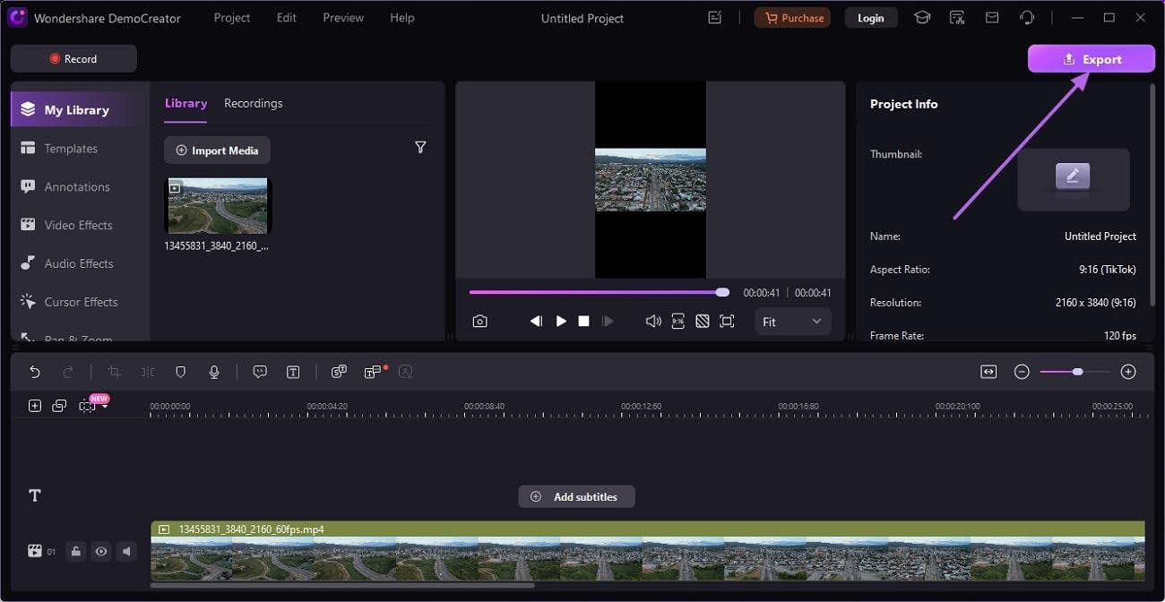 export final video democreator