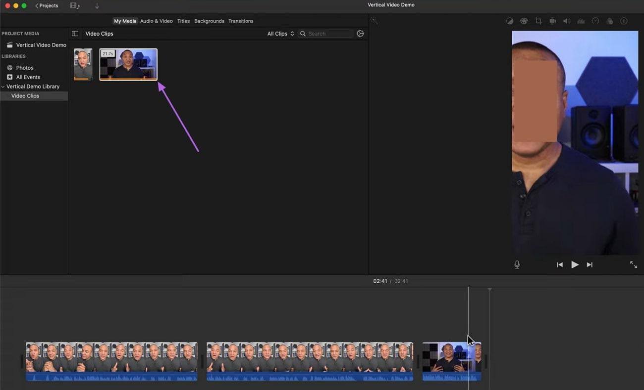 add horizontal video along vertical