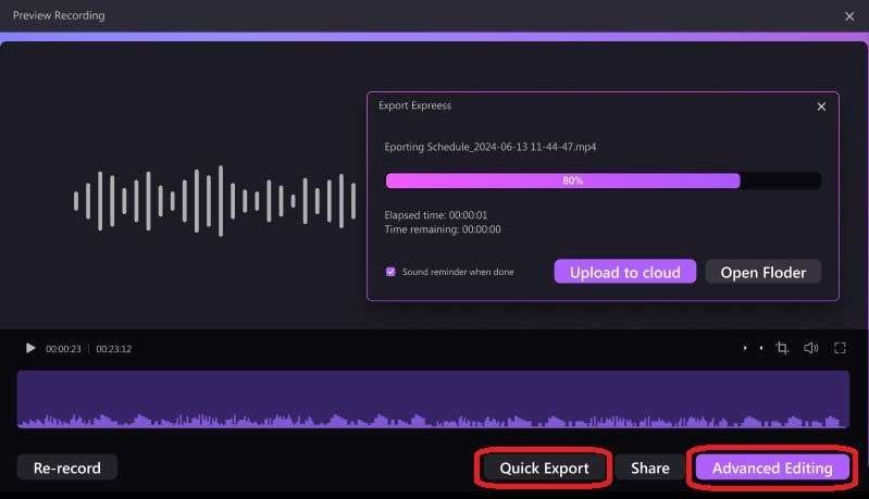 export the voice recording