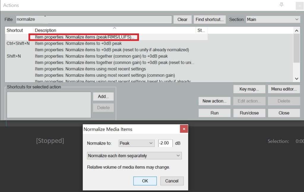 audio normalization using reaper